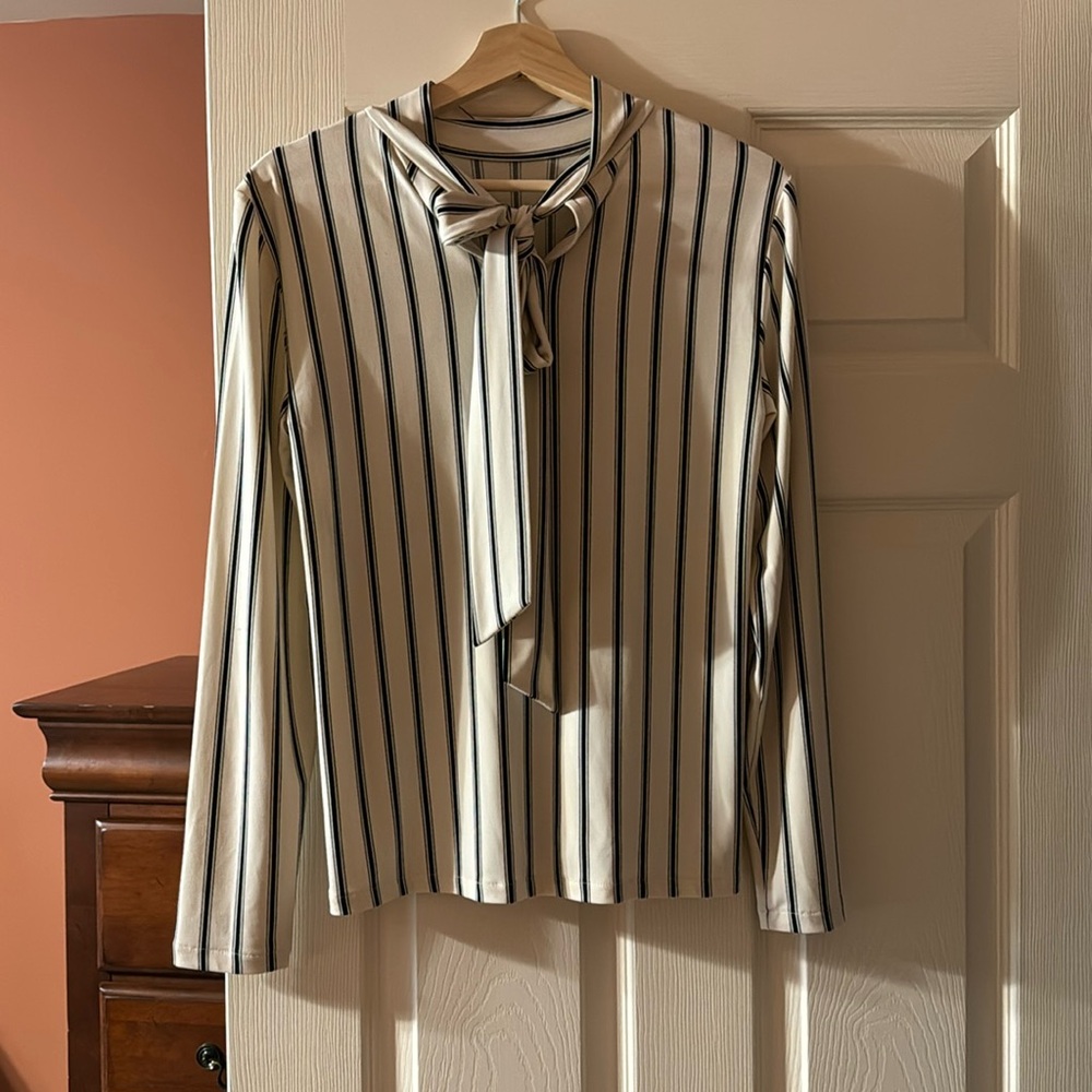 NWT Ann Taylor striped blouse with tie S
